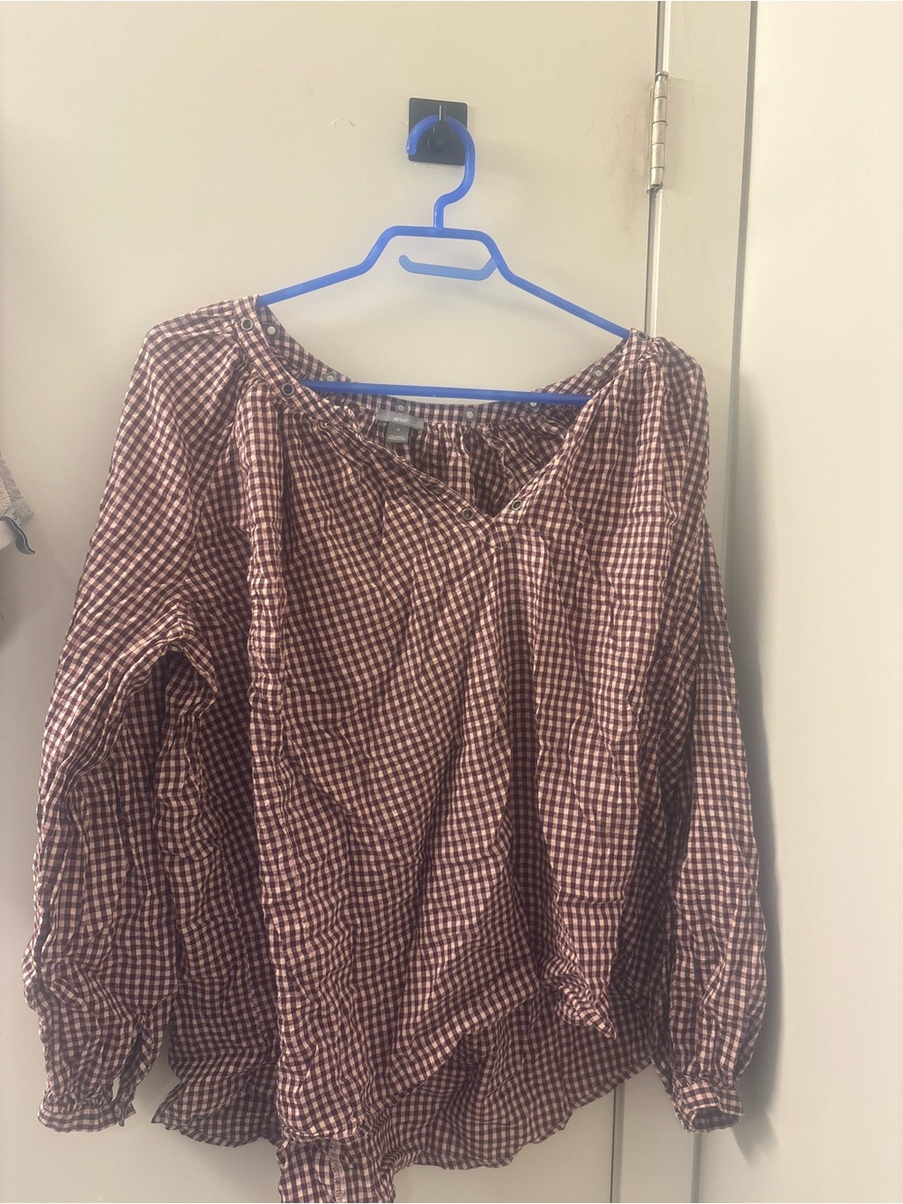 Aerie Gingham Peasant Blouse